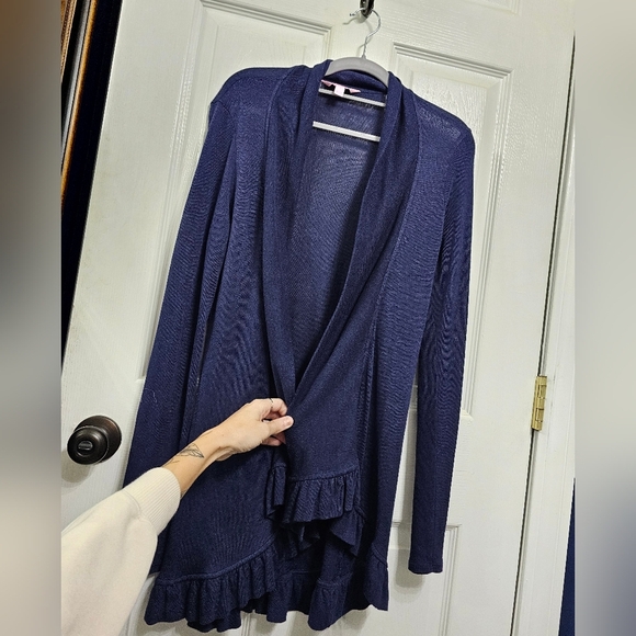 Lily Pulitzer Knit Cardigan navy blue cotton sweater size small Style 26537 - Picture 4 of 8